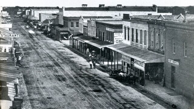 Sixth Street looking east in 1875. The railroad brought prosperity to the street four years earlier.