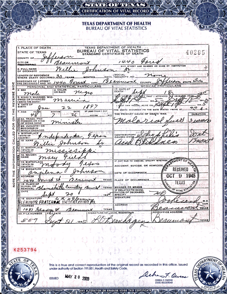 BWJ's death certificate.